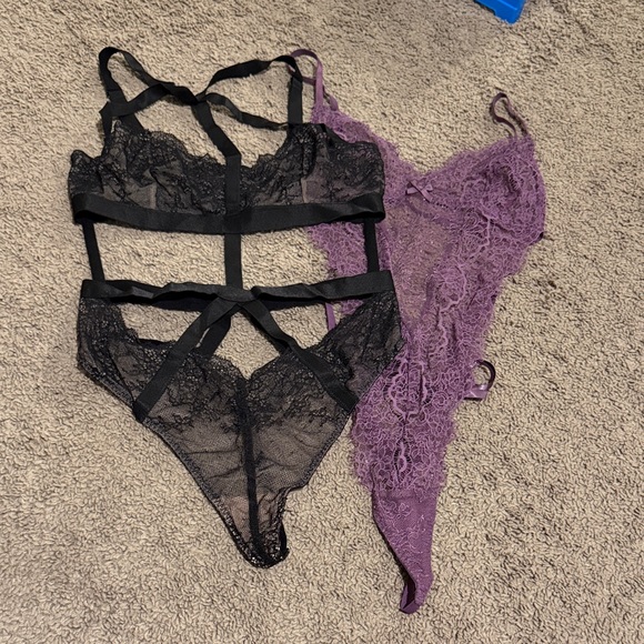 Victoria's Secret Other - Victoria's Secret Black and Purple Lace Bra Set